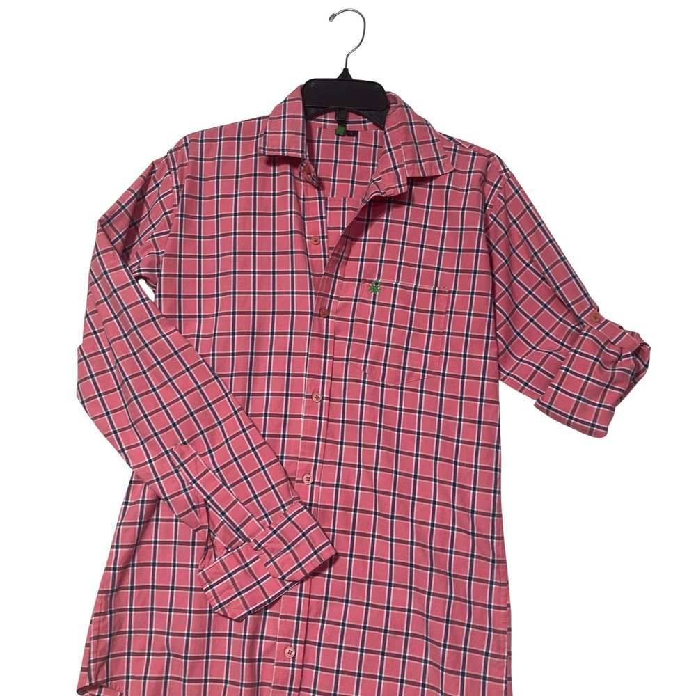 United‎ Colors of Benetton Mens Large Pink Plaid Long Sleeve Button Front Shirt